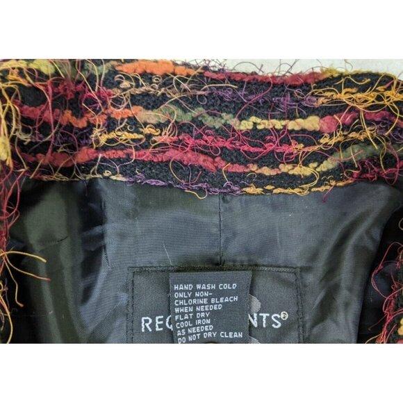 Requirements Women's Blazer Size 16 Red & Orange Fuzzy Textured Jacket - Picture 9 of 11